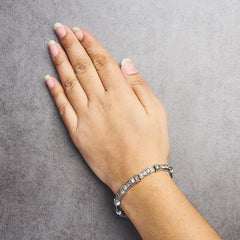 14K White Gold 6 3/4 Cttw Diamond 4 Stone Link Bracelet (H-I Color, I1-I2 Clarity) - 7" Inches
