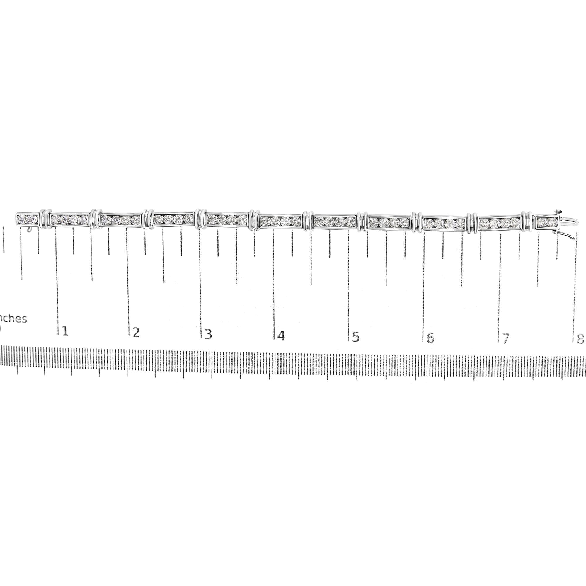 14K White Gold 6 3/4 Cttw Diamond 4 Stone Link Bracelet (H-I Color, I1-I2 Clarity) - 7" Inches
