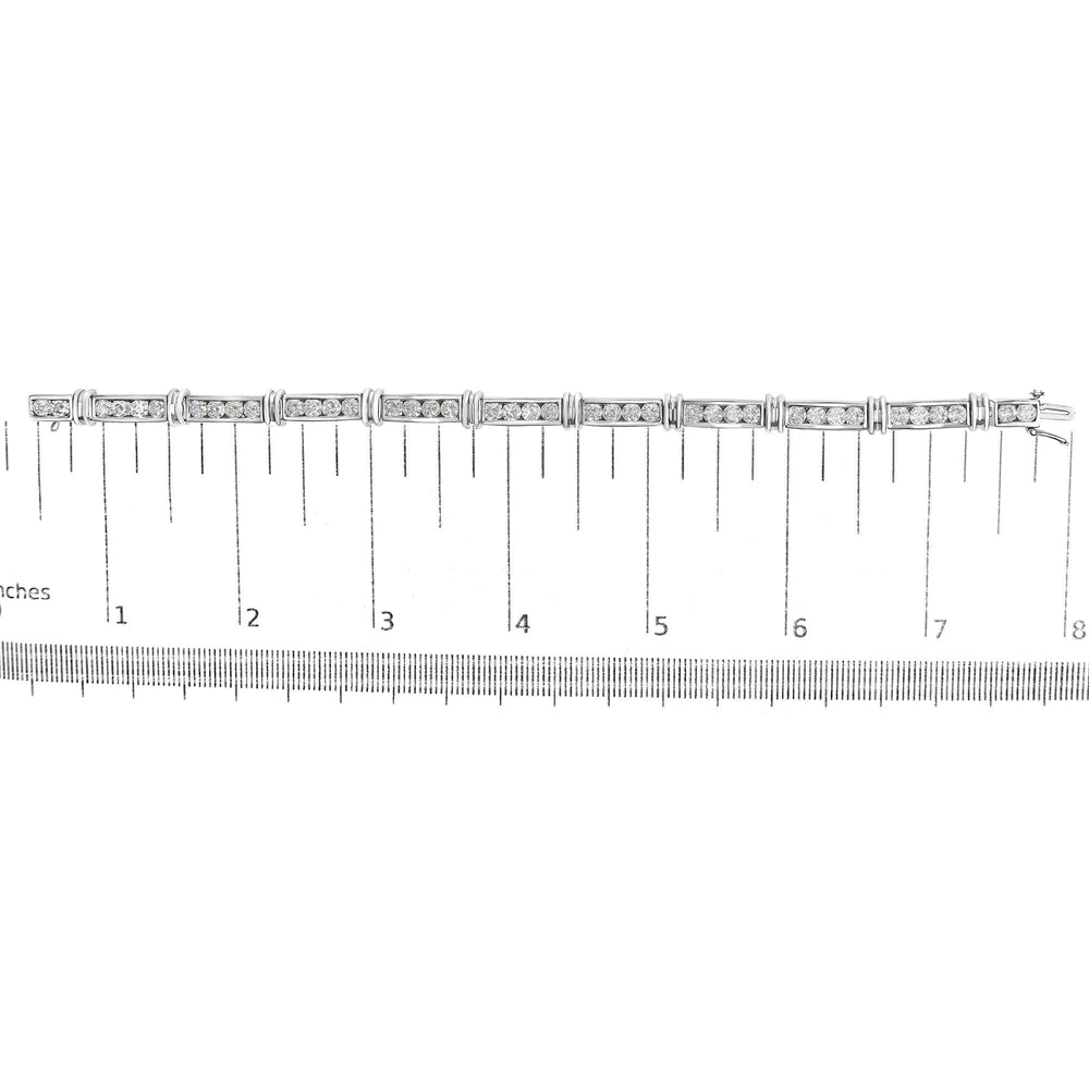 14K White Gold 6 3/4 Cttw Diamond 4 Stone Link Bracelet (H-I Color, I1-I2 Clarity) - 7" Inches