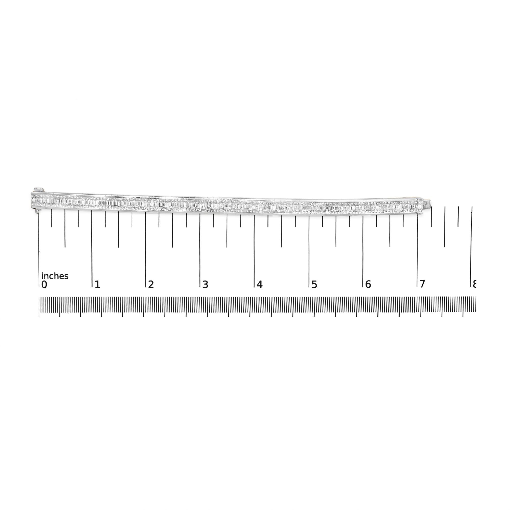 14K White Gold 7 7/8 Cttw Princess and Baguette Diamond Eternity Line Tennis Bracelet (G-H Color, SI1-SI2 Clarity) - 7" Inches