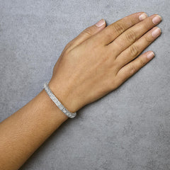 14K White Gold 2 1/5 Cttw Princess Diamond Box Link with Milgrain Tennis Bracelet (H-I Color, SI1-SI2 Clarity) - 6" Inches