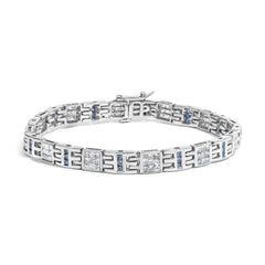 14K White Gold Princess-Cut white and Blue Diamond Fashion Bracelet(3.00 cttw,H-I Color,SI1-SI2 Clarity)