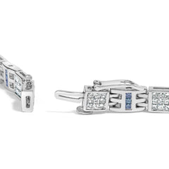 14K White Gold Princess-Cut white and Blue Diamond Fashion Bracelet(3.00 cttw,H-I Color,SI1-SI2 Clarity)