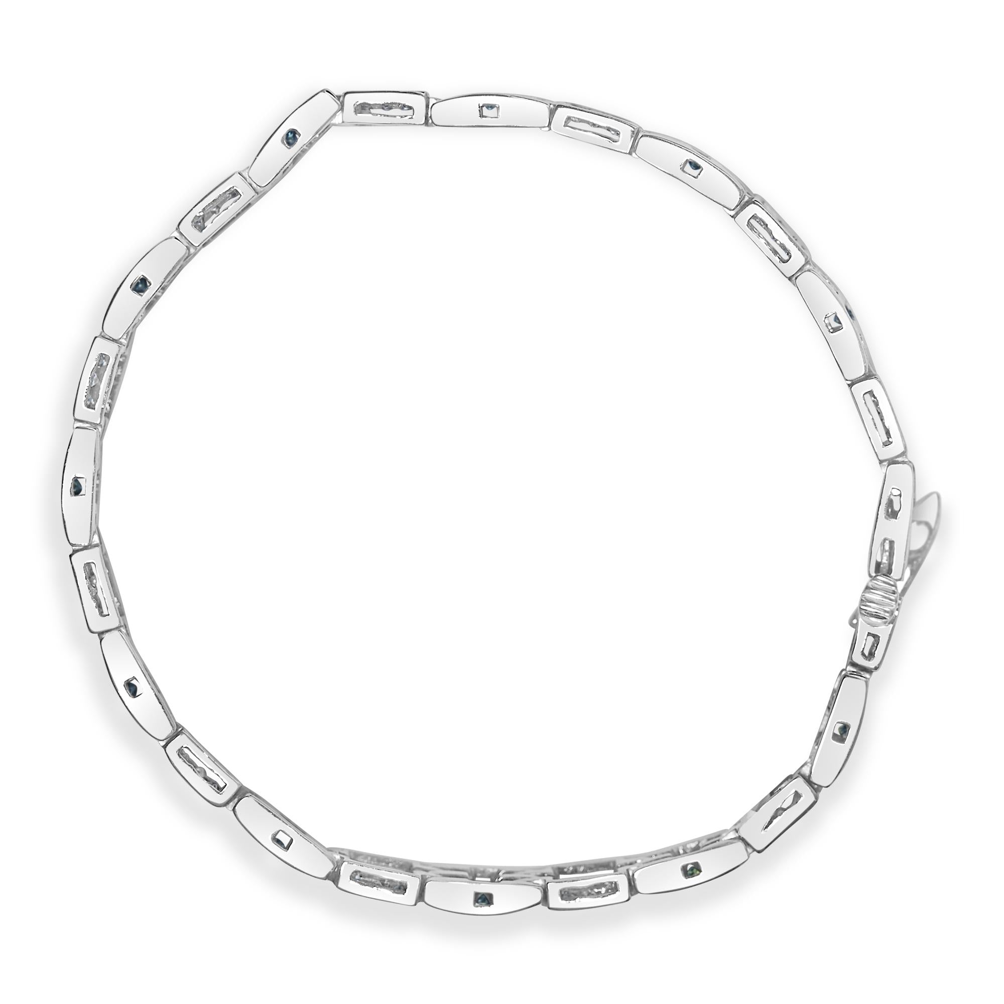 14K White Gold Princess-Cut white and Blue Diamond Fashion Bracelet(3.00 cttw,H-I Color,SI1-SI2 Clarity)