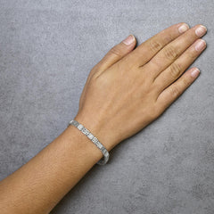 14K White Gold Princess-Cut white and Blue Diamond Fashion Bracelet(3.00 cttw,H-I Color,SI1-SI2 Clarity)