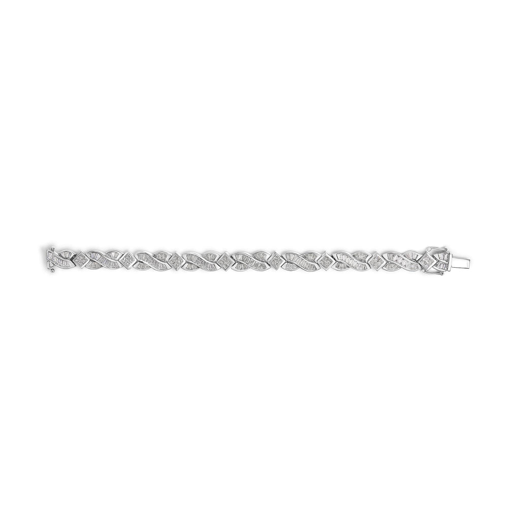 14K White Gold 8 1/5 Cttw Diamond Geometric Twisted Link Bracelet