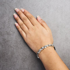 14K White Gold 8 1/5 Cttw Diamond Geometric Twisted Link Bracelet