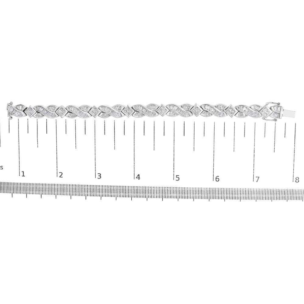 14K White Gold 8 1/5 Cttw Diamond Geometric Twisted Link Bracelet