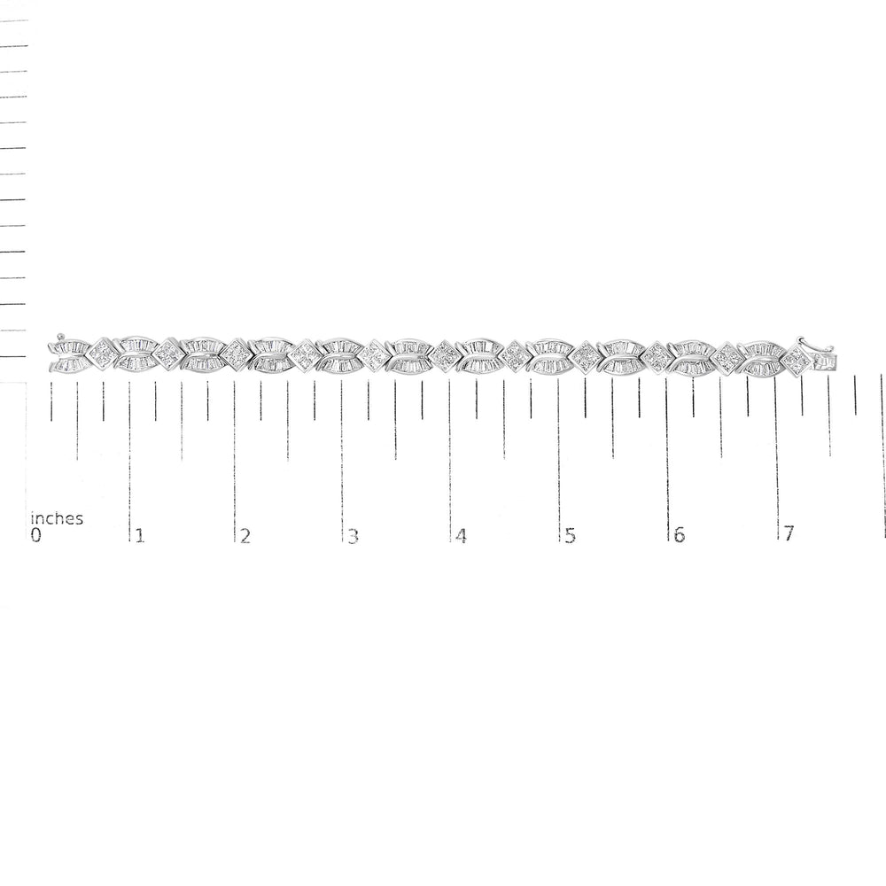 14K White Gold 8 5/8ct Cttw Princess and Baguette Diamond Geometric Twist Link Bracelet (G-H Color, VS1-VS2 Clarity) - 7"