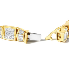 14K Yellow Gold 9.0 Cttw Diamond Alternating Bow and Box Link Bracelet (G-H Color, VS1-VS2 Clarity)- 7"