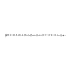 14K White Gold 5 3/4 Cttw Princess and Baguette Diamond Alternating Tapered Link and Box Line Bracelet (H-I Color, SI1-SI2 Clarity) -7" Inches