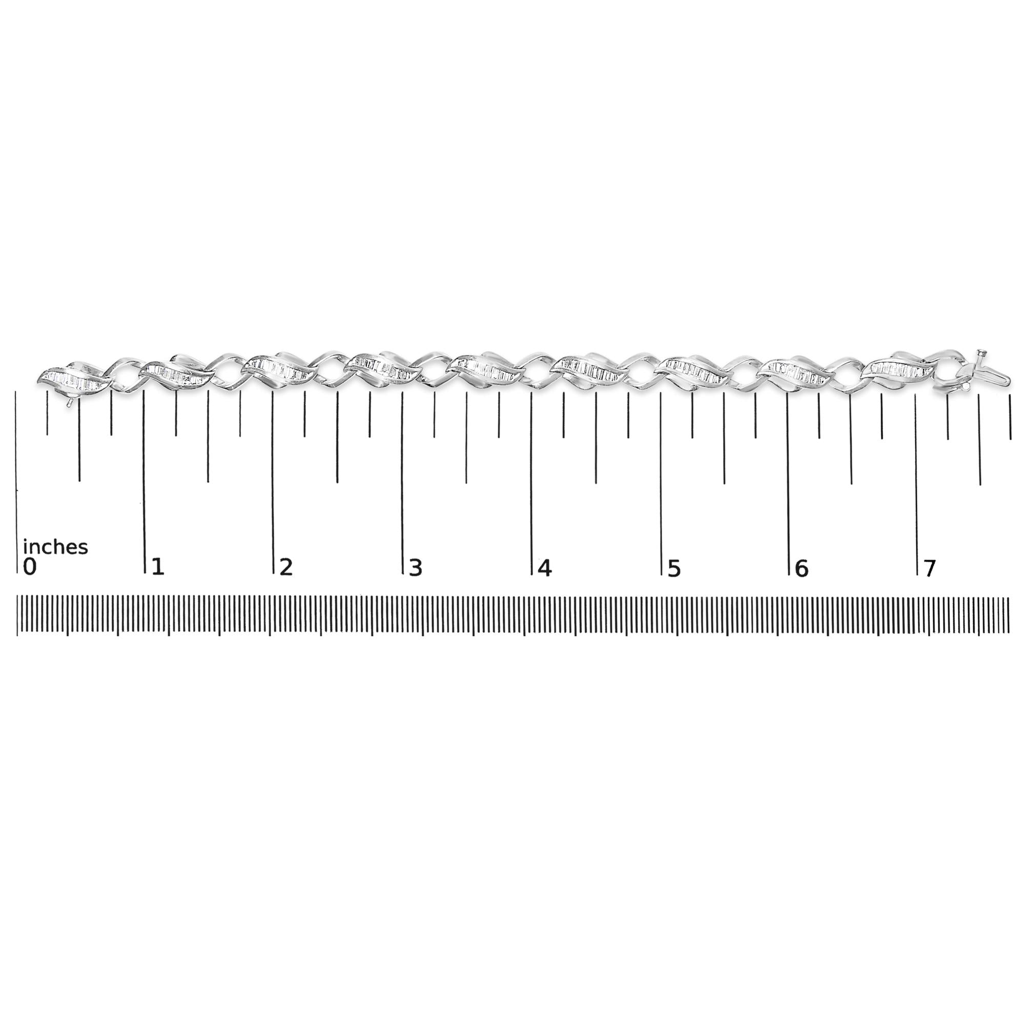 Platinum 2 1/5 Cttw Baguette Diamond Channel Link Bracelet (H-I Color, SI1-SI2 Clarity) - 7" Inches