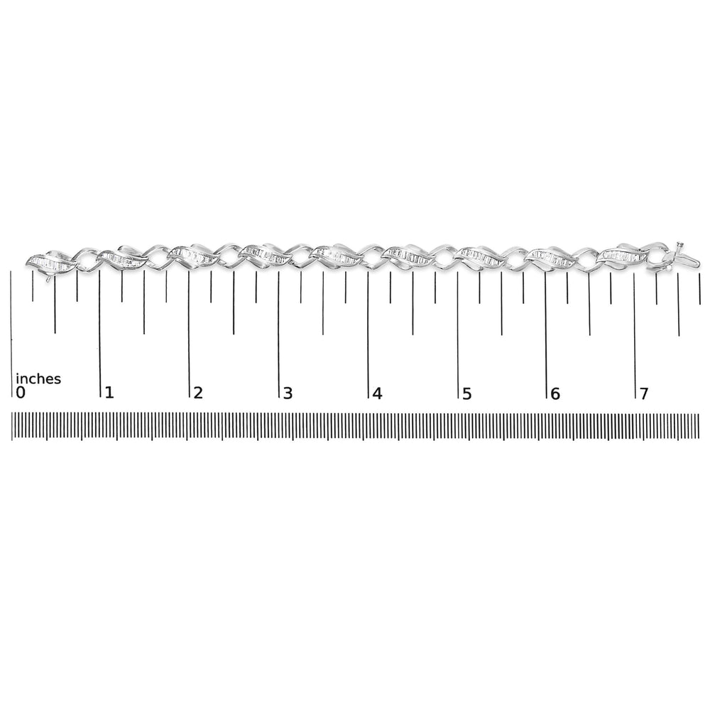 Platinum 2 1/5 Cttw Baguette Diamond Channel Link Bracelet (H-I Color, SI1-SI2 Clarity) - 7" Inches