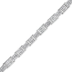 14K White Gold 10 5/8 Cttw Diamond Panel Link Bracelet  - 7" Inches