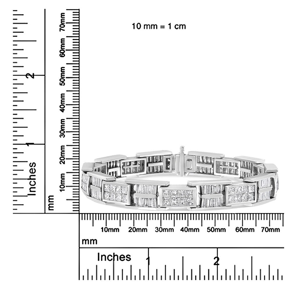 14K White Gold 10 5/8 Cttw Diamond Panel Link Bracelet  - 7" Inches