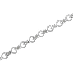 Sterling Silver Diamond Heart Link Bracelet (1/4 cttw, I-J Color, I3 Clarity)