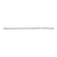 925 Sterling Silver 1/5 Cttw Diamond Double Heart Link Bracelet (I-J Color, I3 Clarity) - 7.25" Inches