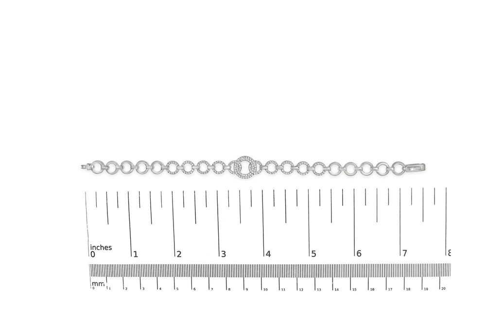 .925 Sterling Silver 1.00 Cttw Diamond Interlinking Open Circle Link Bracelet