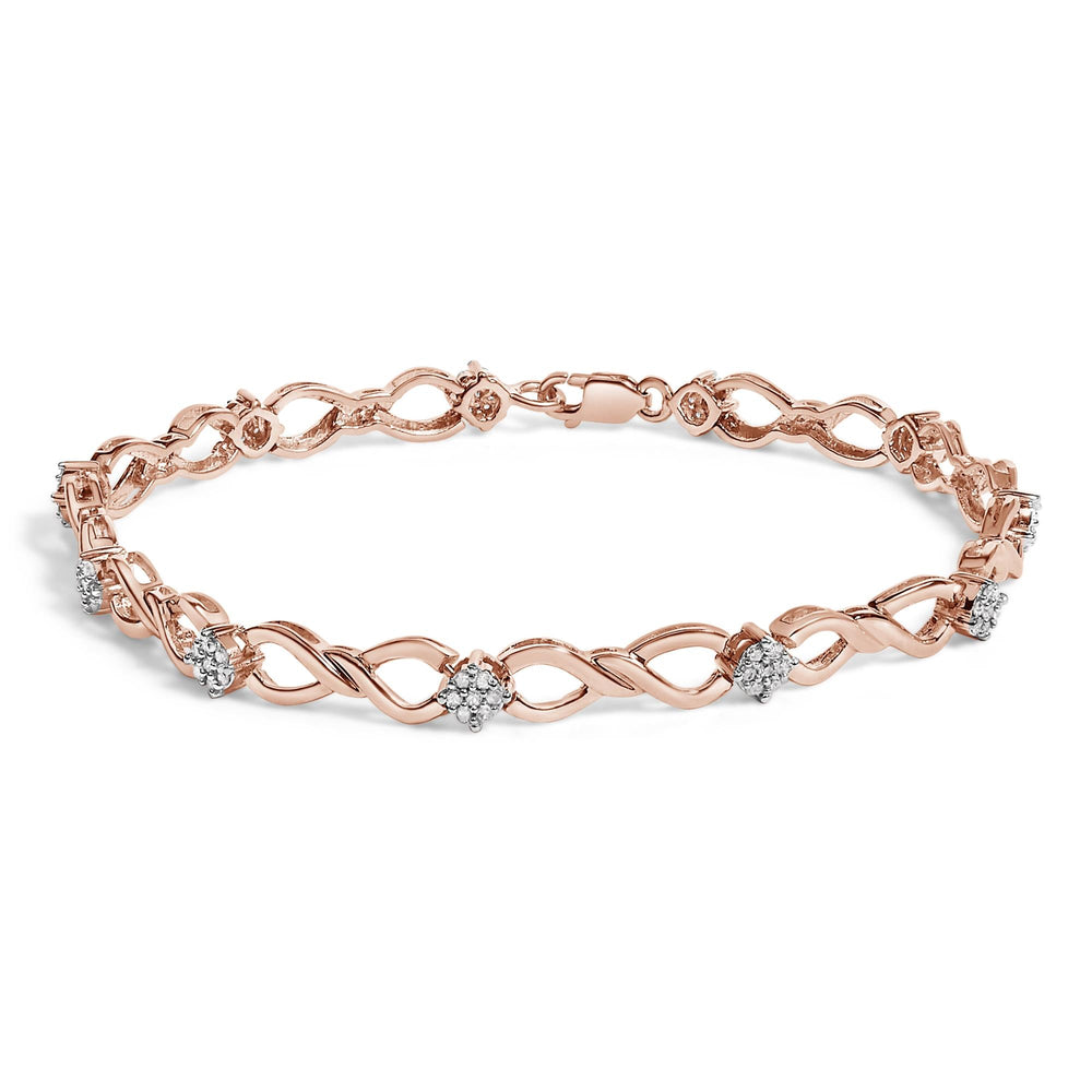 10K Rose Gold Plated .925 Sterling Silver 1/2 Cttw Diamond Infinity Link Tennis Bracelet (H-I Color, I2-I3 Clarity) -7”