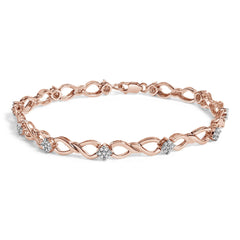 10K Rose Gold Plated .925 Sterling Silver 1/2 Cttw Diamond Infinity Link Tennis Bracelet (H-I Color, I2-I3 Clarity) -7”