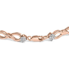 10K Rose Gold Plated .925 Sterling Silver 1/2 Cttw Diamond Infinity Link Tennis Bracelet (H-I Color, I2-I3 Clarity) -7”