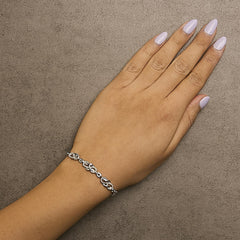.925 Sterling Silver 1.0 Cttw Diamond Infinity Loop and Swirl Link Bracelet (I-J Color, I2-I3 Clarity) - 7.25" Inches