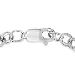 .925 Sterling Silver Open Heart with Center Vertical Infinity Chain Charm Bracelet - Size 7"