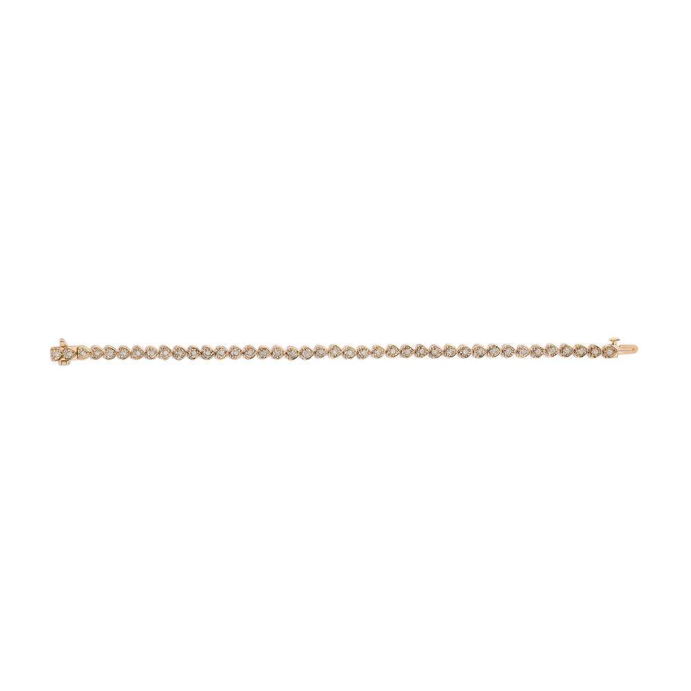.925 Sterling Silver 1.0 Cttw Miracle Set Diamond Heart-Link 7" Tennis Bracelet (I-J Color, I2-I3 Clarity)