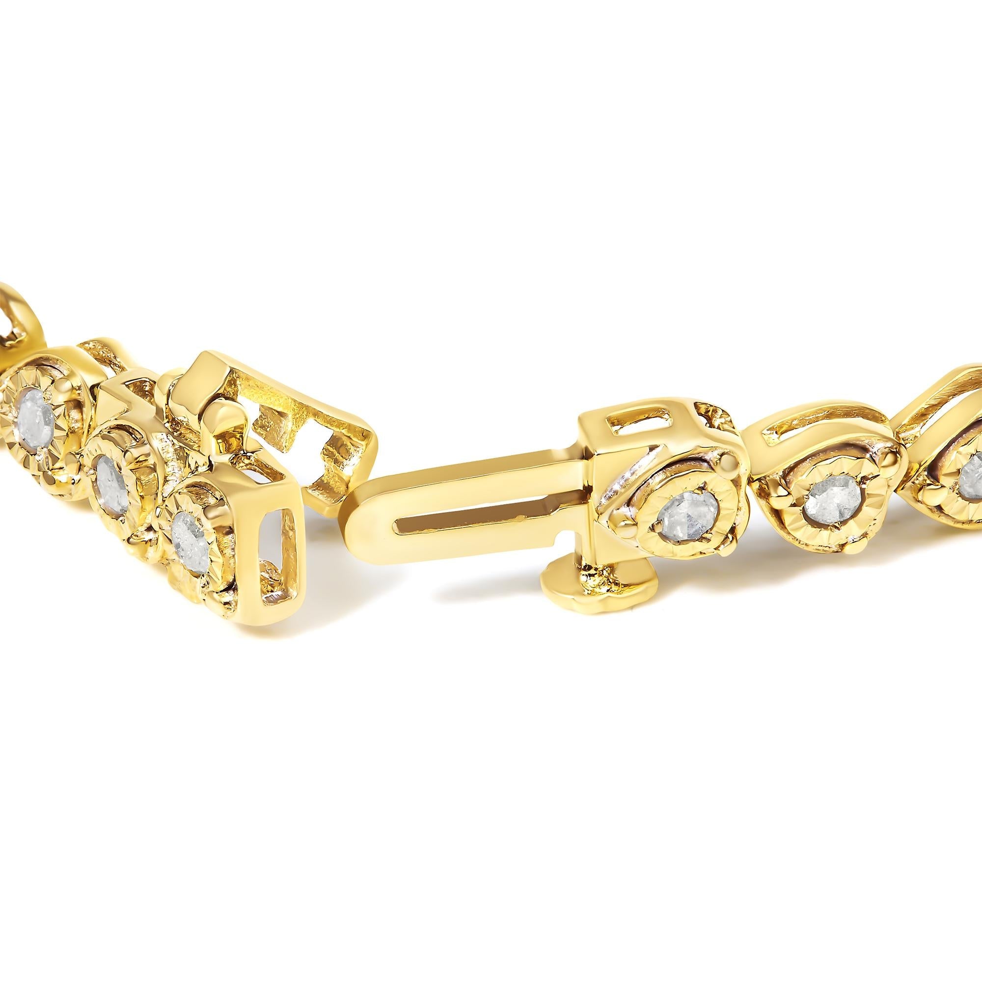 .925 Sterling Silver 1.0 Cttw Miracle Set Diamond Heart-Link 7" Tennis Bracelet (I-J Color, I2-I3 Clarity)