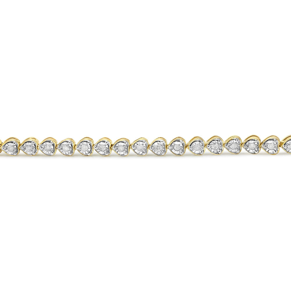 .925 Sterling Silver 1.0 Cttw Miracle Set Diamond Heart-Link 7" Tennis Bracelet (I-J Color, I2-I3 Clarity)