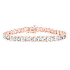 .925 Sterling Silver 2.0 Cttw Diamond Fan-Shaped Fancy Chevron Link Tennis Bracelet