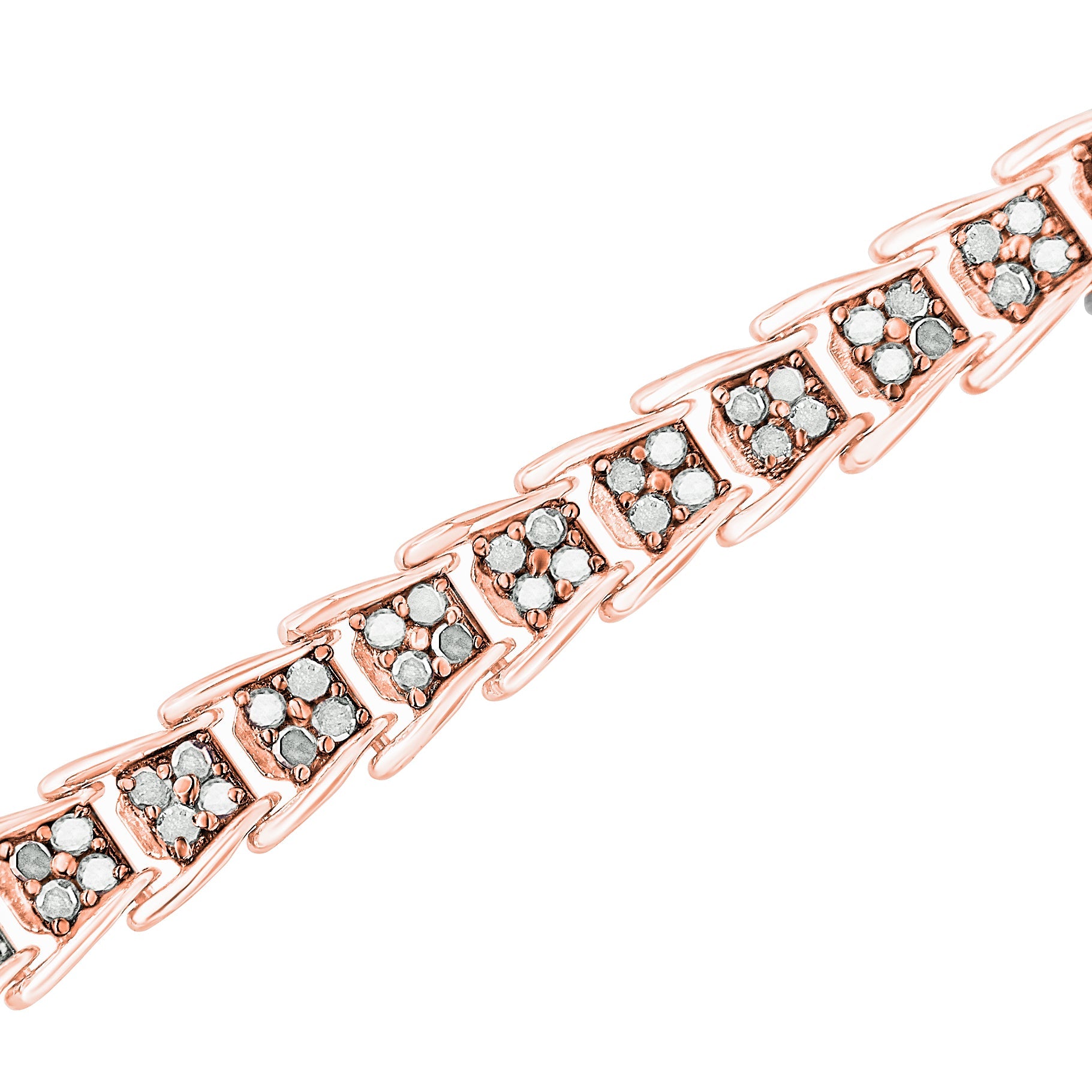 .925 Sterling Silver 2.0 Cttw Diamond Fan-Shaped Fancy Chevron Link Tennis Bracelet