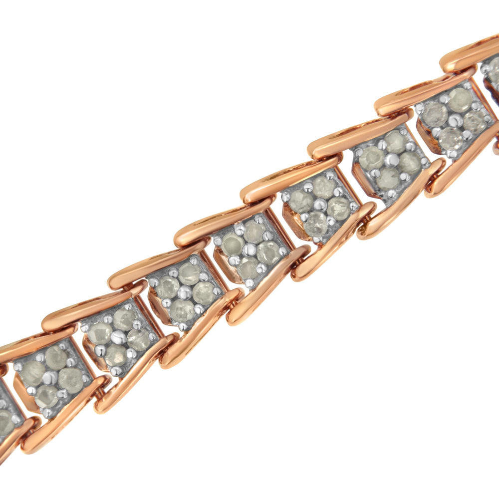 .925 Sterling Silver 2.0 Cttw Diamond Fan-Shaped Fancy Chevron Link Tennis Bracelet