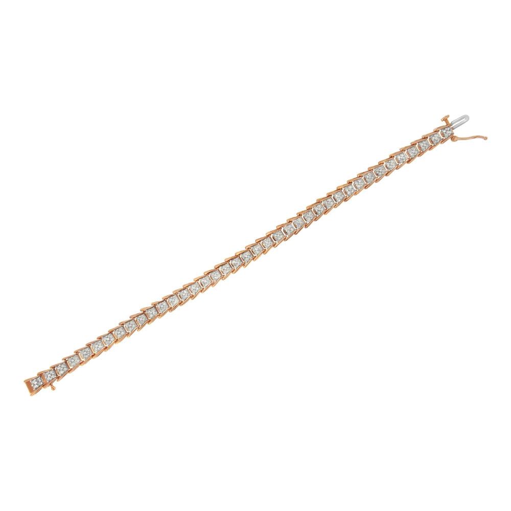 .925 Sterling Silver 2.0 Cttw Diamond Fan-Shaped Fancy Chevron Link Tennis Bracelet