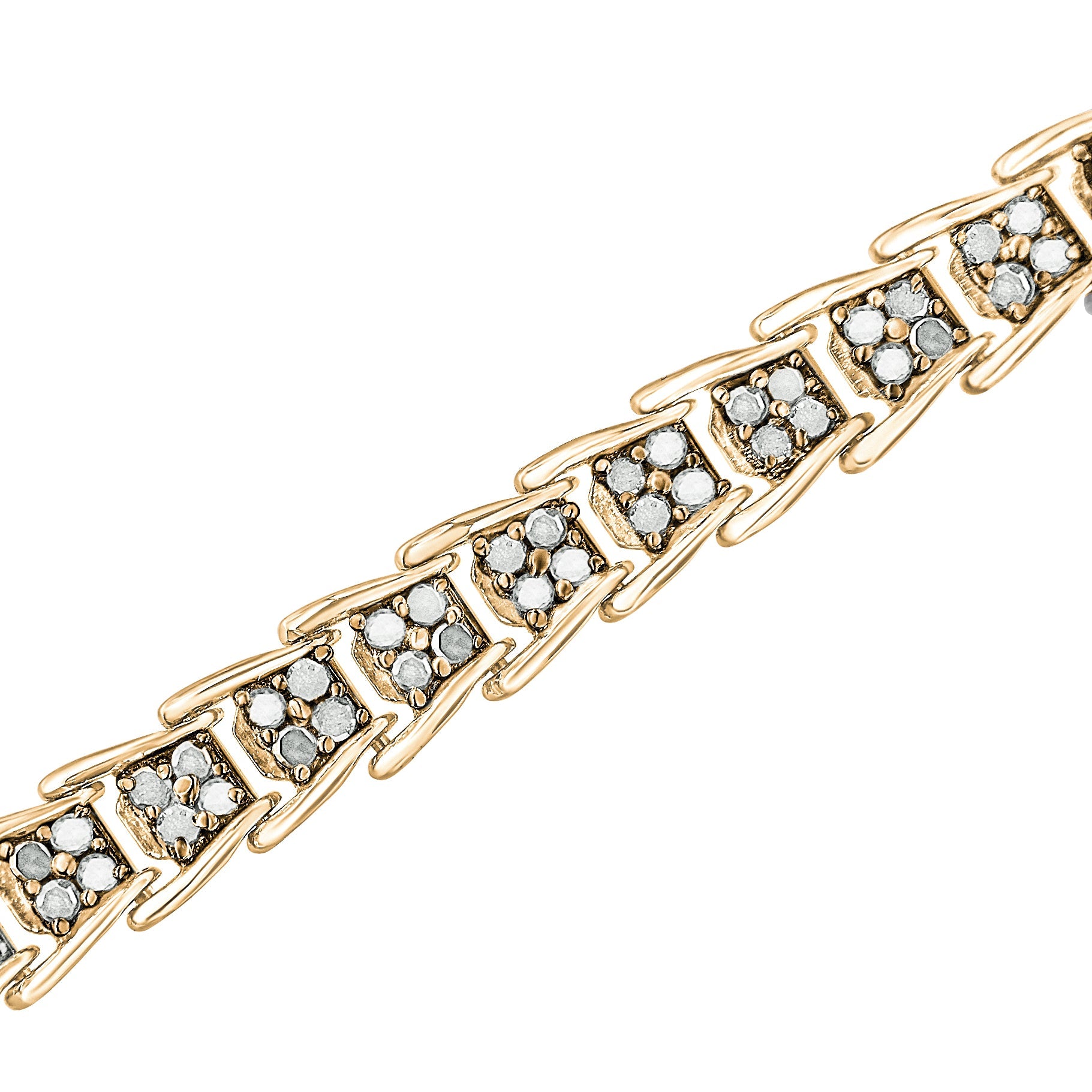 .925 Sterling Silver 2.0 Cttw Diamond Fan-Shaped Fancy Chevron Link Tennis Bracelet