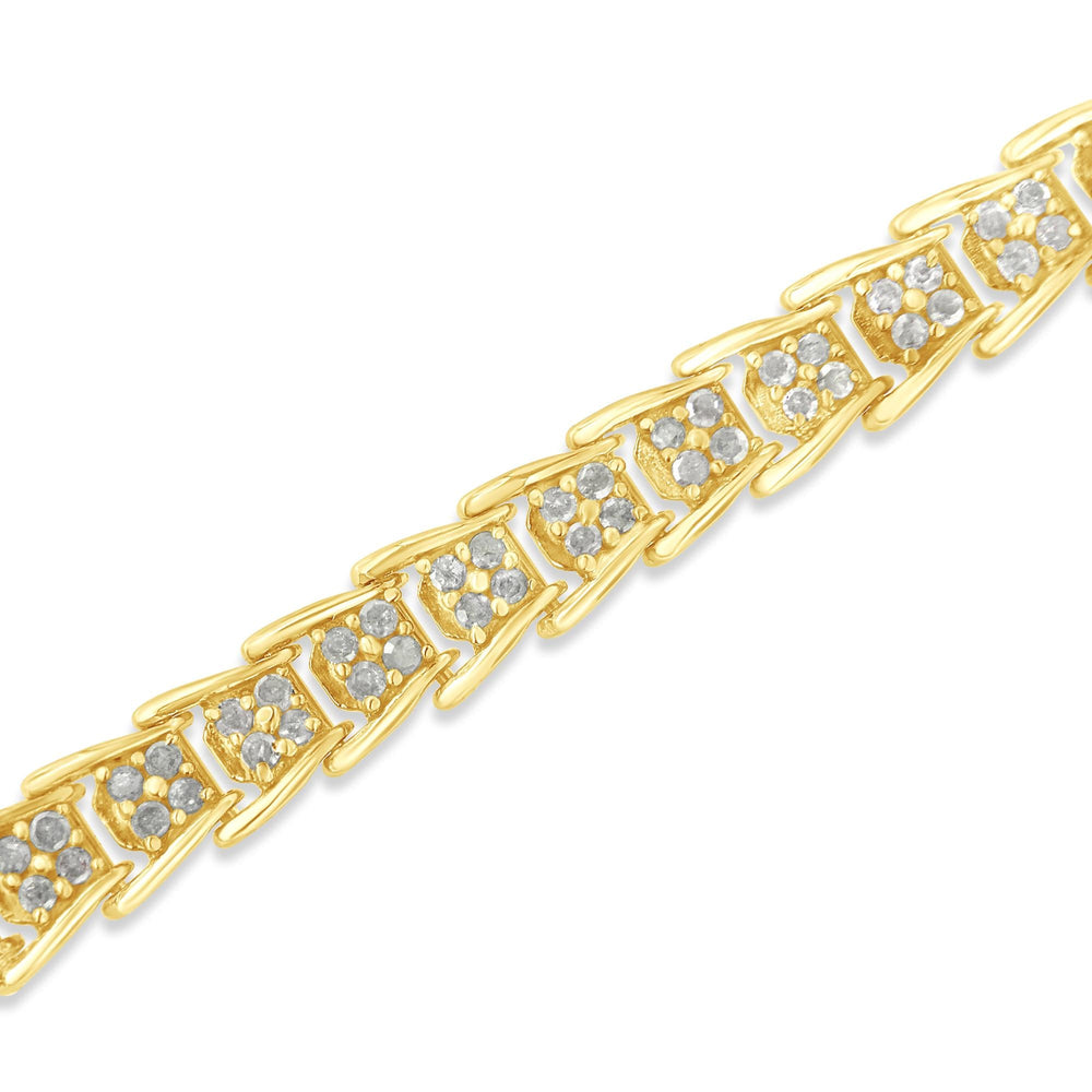 .925 Sterling Silver 2.0 Cttw Diamond Fan-Shaped Fancy Chevron Link Tennis Bracelet