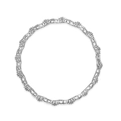 .925 Sterling Silver 1-1/2 Cttw Diamond Cluster X Link 7" Tennis Bracelet (I-J color, I3 clarity)