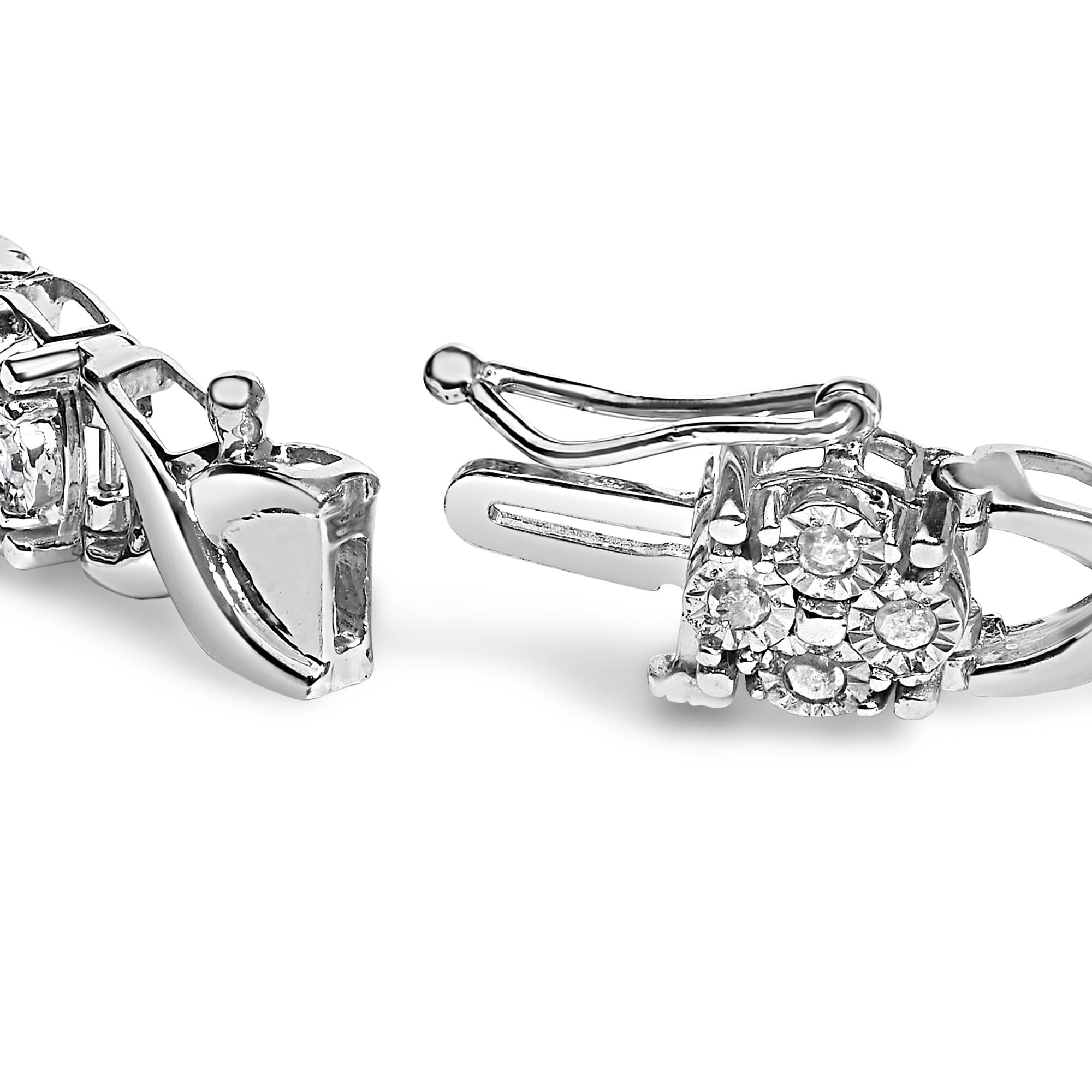 Sterling Silver Rose-Cut Diamond Love Locks Link Bracelet (1.00cttw,I-J color,I3-Promo clarity)
