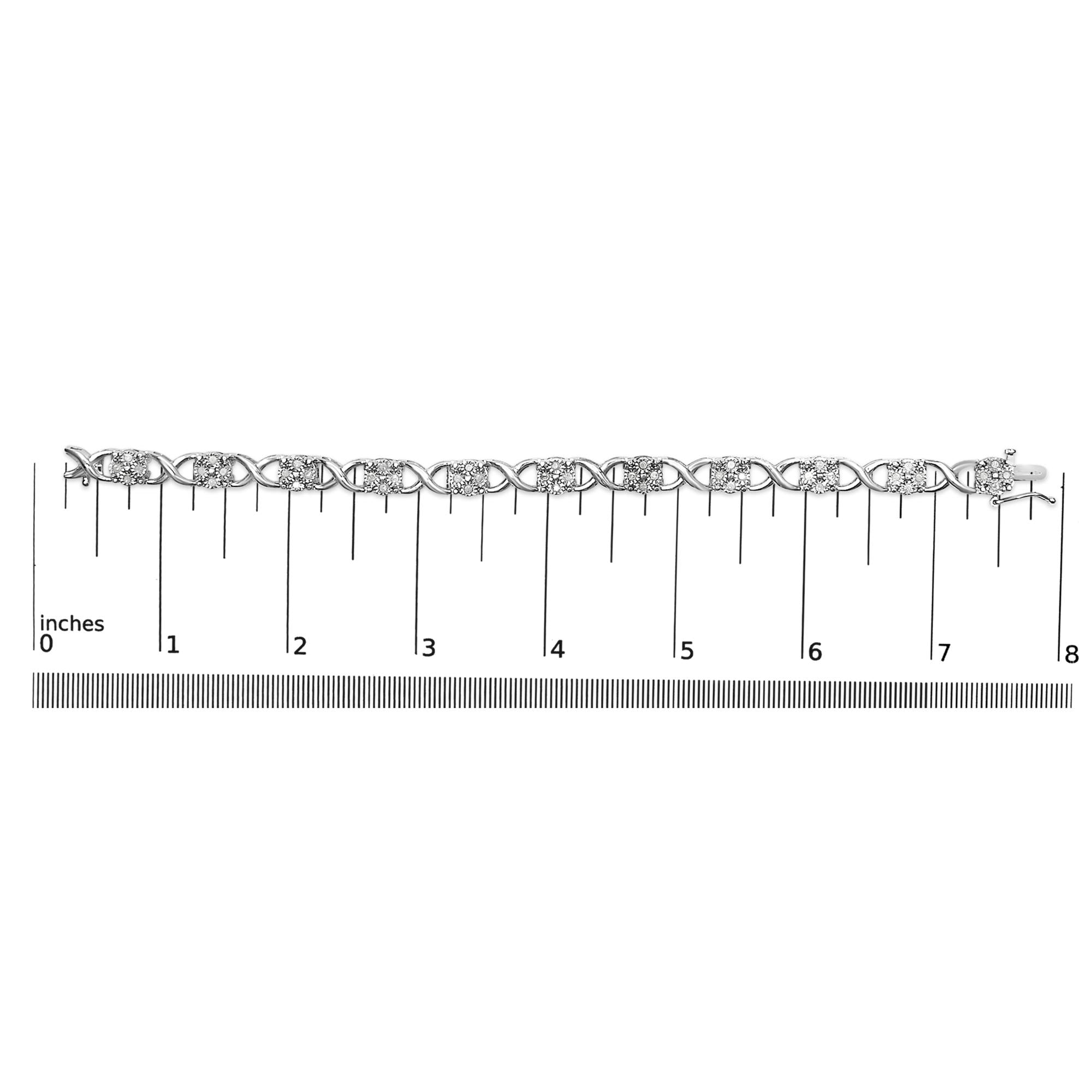 Sterling Silver Rose-Cut Diamond Love Locks Link Bracelet (1.00cttw,I-J color,I3-Promo clarity)