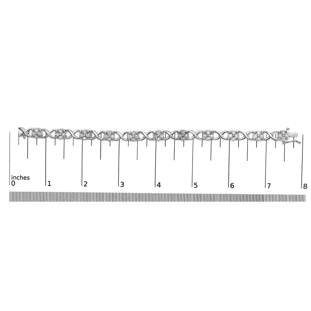 Sterling Silver Rose-Cut Diamond Love Locks Link Bracelet (1.00cttw,I-J color,I3-Promo clarity)