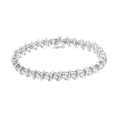 .925 Sterling Silver 3 cttw Diamond "S" Link Bracelet (I-J Clarity, I2-I3 Color) - Size 7.5"