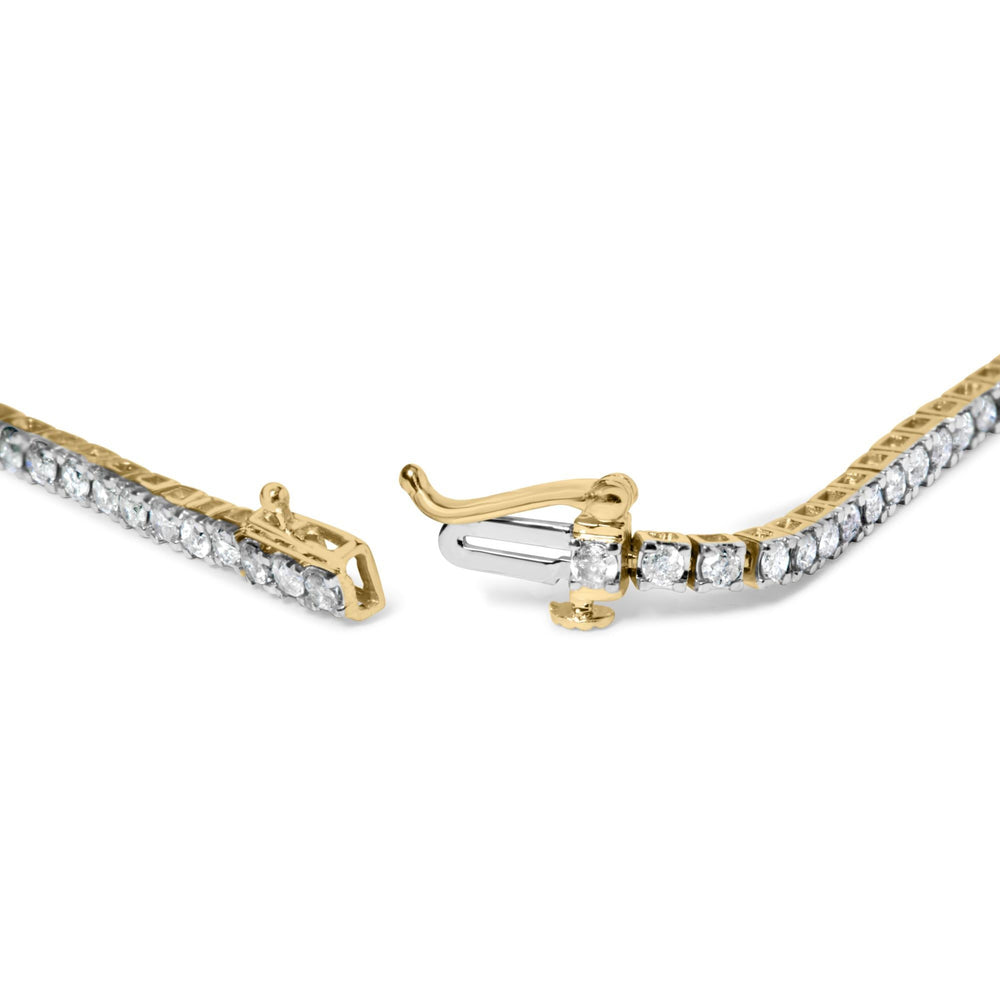 10K Yellow Gold Classic 3.0 Cttw Classic Diamond Tennis Bracelet (J-K Color, I2-I3 Clarity)  - 7.25" Inches