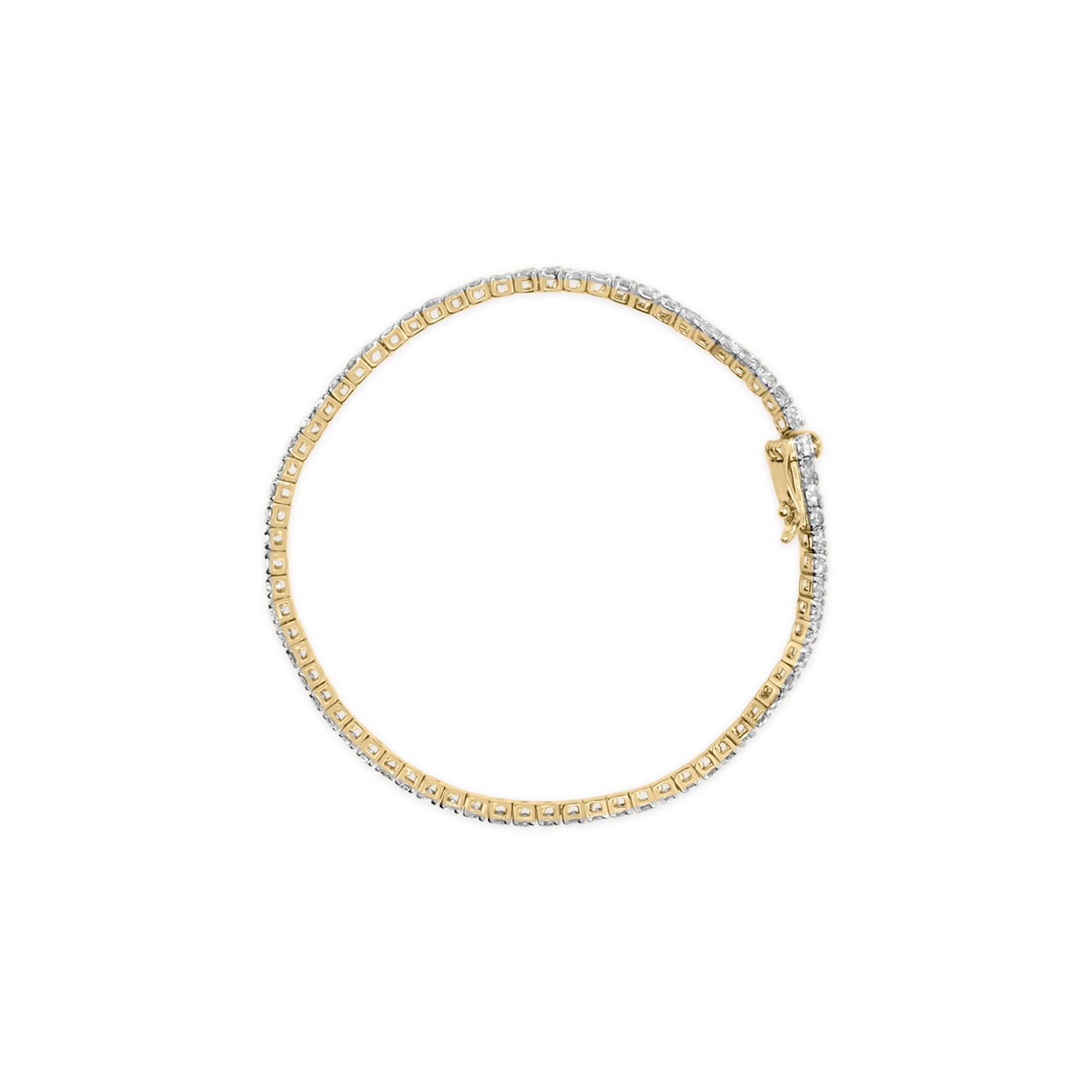 10K Yellow Gold Classic 3.0 Cttw Classic Diamond Tennis Bracelet (J-K Color, I2-I3 Clarity)  - 7.25" Inches