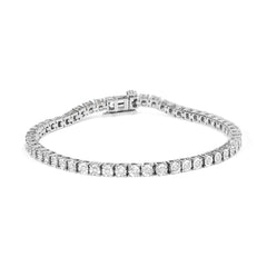 .925 Sterling Silver 1.0 Cttw Diamond Illusion-Set Miracle Plate Tennis Bracelet (I-J Color, I3 Clarity) - 7"