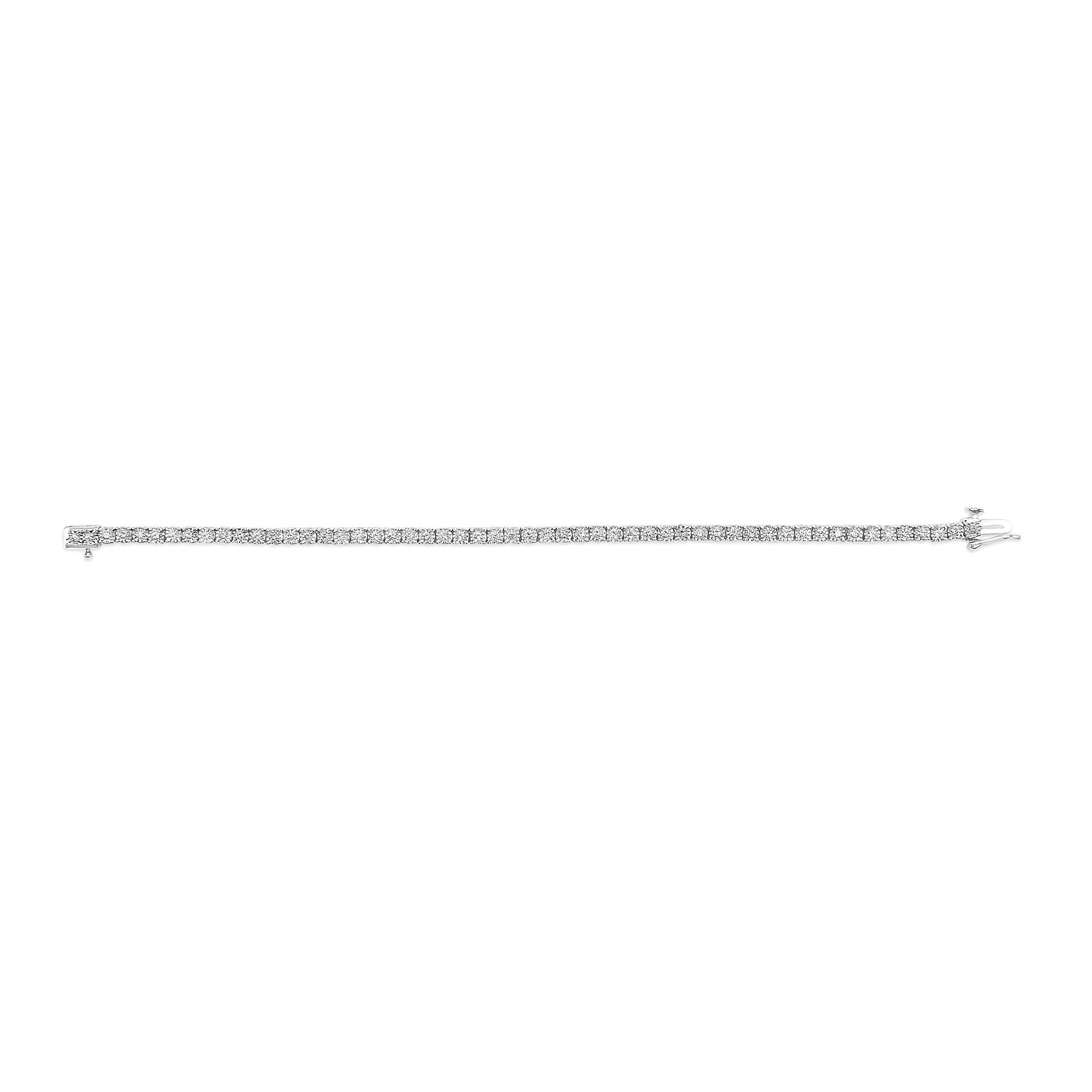 14K White Gold 3.0 Cttw Lab Grown Diamond Illusion-Set Miracle Plate Tennis Bracelet (F-G Color, VS1-VS2 Clarity) - Size 7.25"