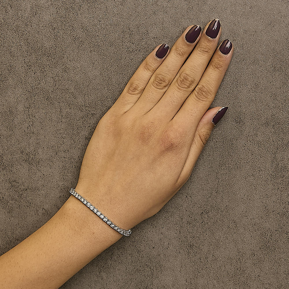 .925 Sterling Silver Lab Grown Diamond Illusion-Set Miracle Plate Tennis Bracelet - 7.25" Inches