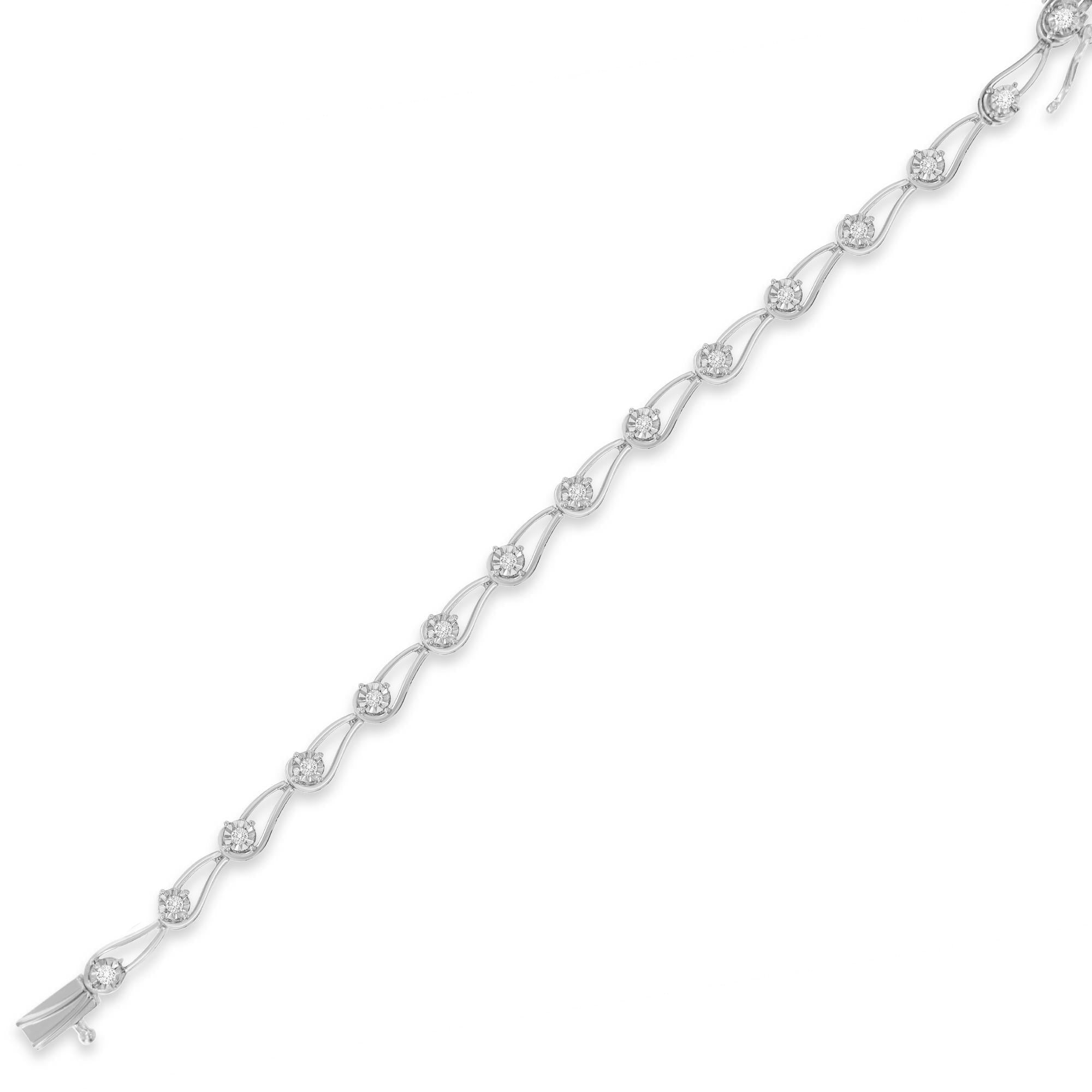 Sterling Silver Rose Cut Diamond Fashion Tennis Bracelet (0.5 cttw, I-J Color, I2-I3 Clarity)