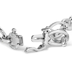 .925 Sterling Silver 1/2 Cttw Diamond   Oval Link Bracelet (I-J Color, I3 Clarity) -  Size 7.25