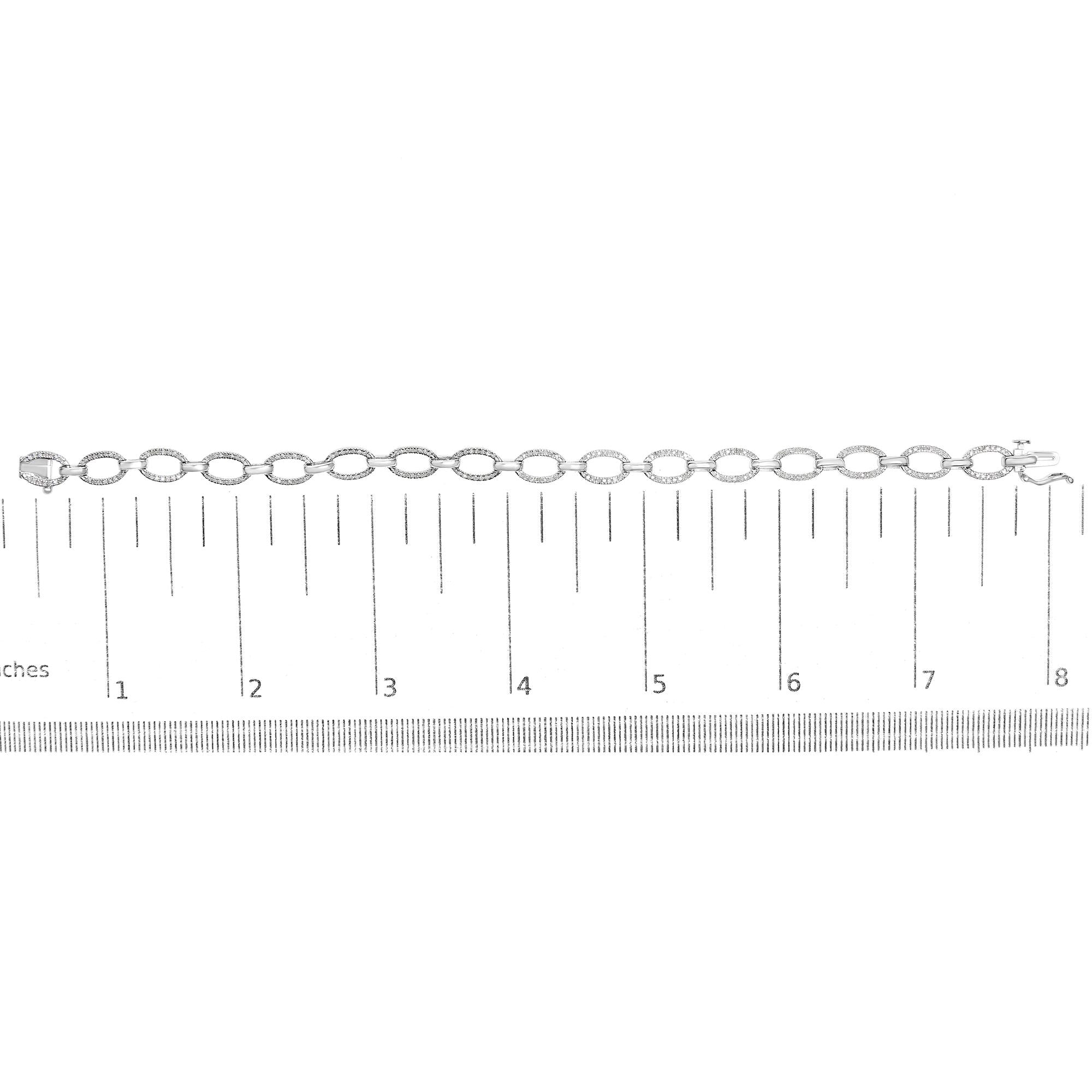 .925 Sterling Silver 1/2 Cttw Diamond   Oval Link Bracelet (I-J Color, I3 Clarity) -  Size 7.25