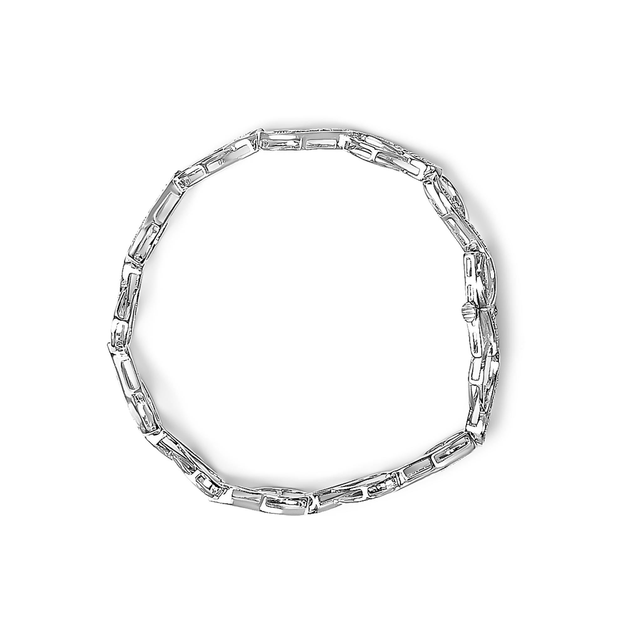 Sterling Silver 1/10 Cttw Diamond Accent Swirl Link Bracelet